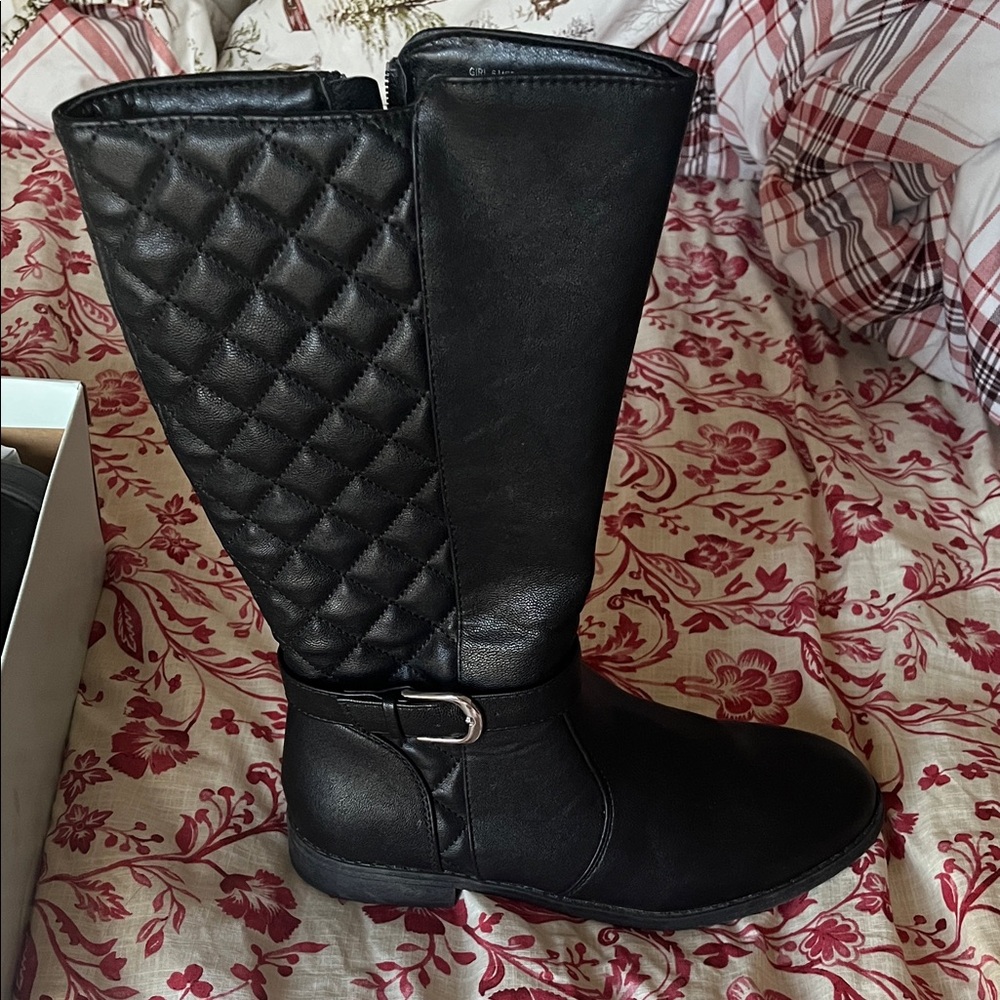 Black Quilted Kids Boots